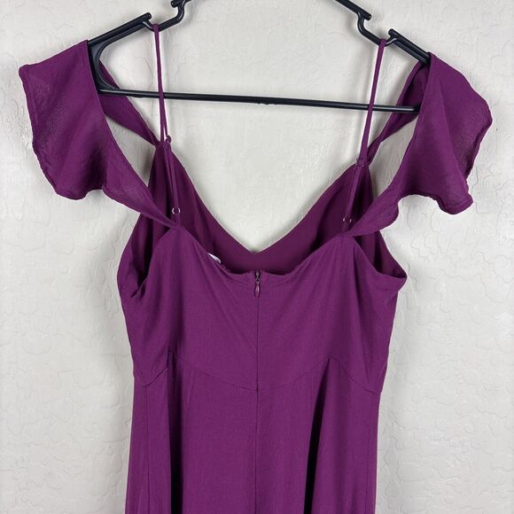 ASTR The Label Off Shoulder Drape Cami Sheath Dress Purple Womens Size M Wedding - Picture 7 of 14